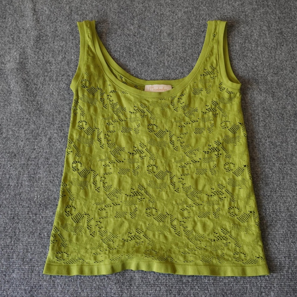 Mainbocher‎ Green Floral Lace Tank Top Women's S/M Sleeveless Stretch